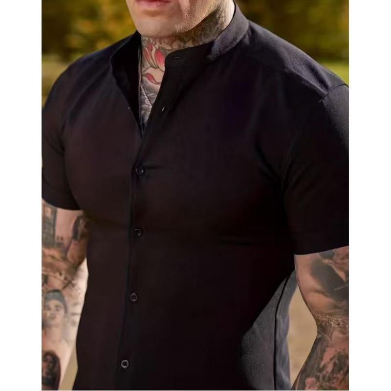 Men Slim Fit Short Sleeve Mandarin Collar Shirt Button Down Casual Business Top M чорний
Men Slim Fit Short Sleeve Mandarin Collar Shirt Button Down Casual Business Top M чорний