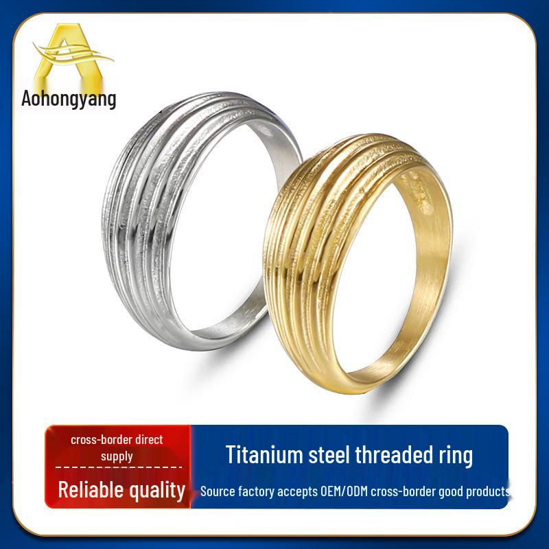 Ribbed Titanium Steel Pendant and Stainless Steel Ring for Ladies - European and American Fashion Size 9
Ribbed Titanium Steel Pendant and Stainless Steel Ring for Ladies - European and American Fashion Size 9