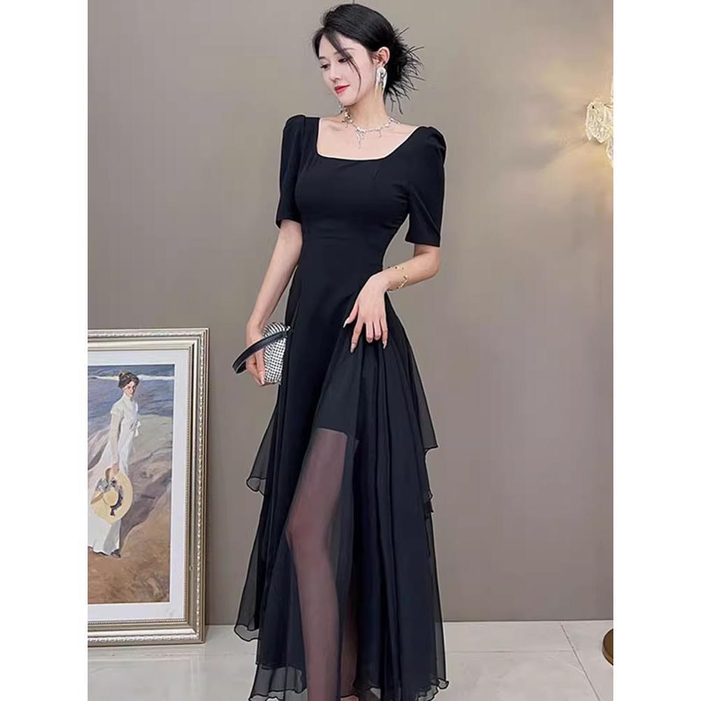 Elegant Black Mesh Dress - French Hepburn Style for Mature Women, Summer Retro Chic S (up to 45kg)
Elegant Black Mesh Dress - French Hepburn Style for Mature Women, Summer Retro Chic S (up to 45kg)