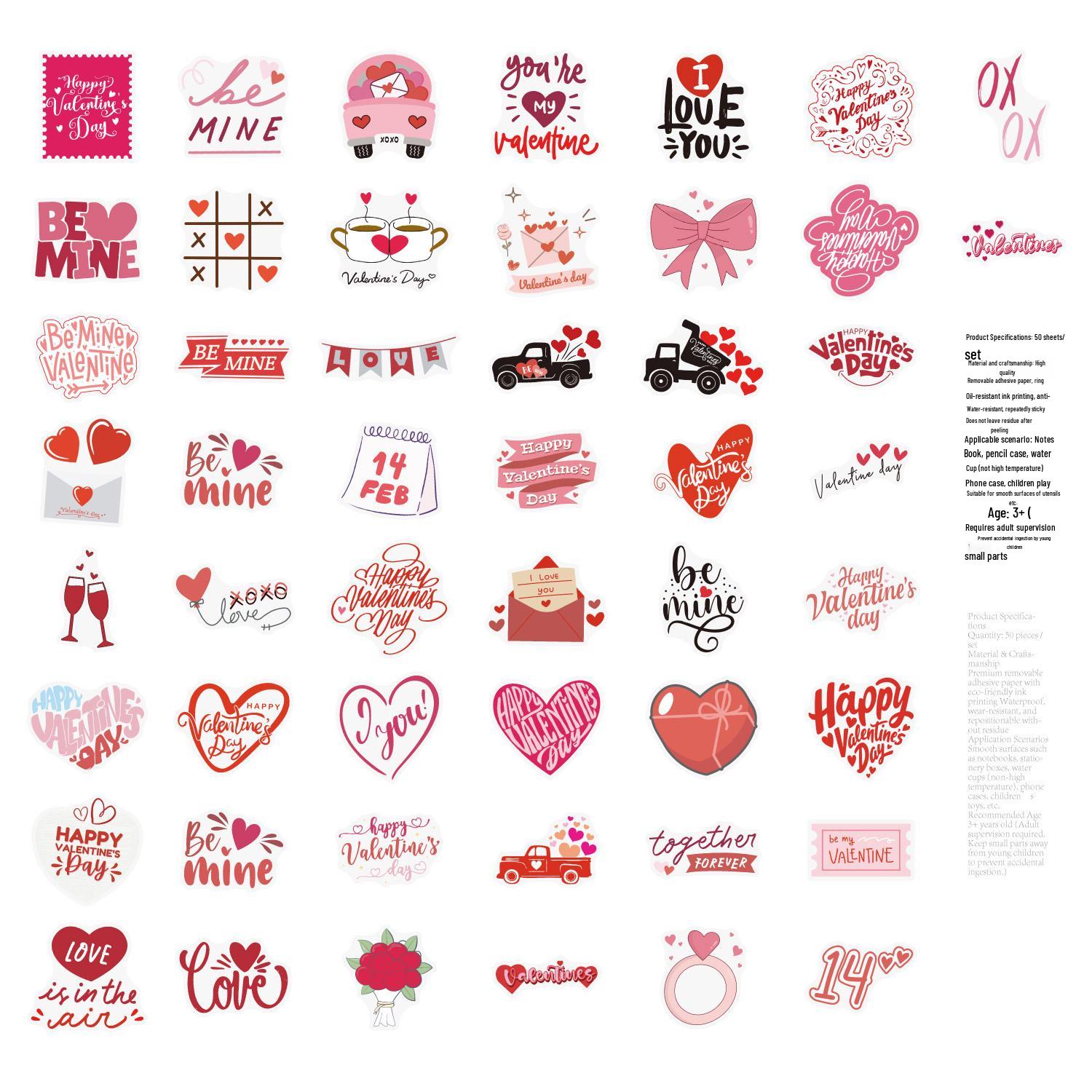 Valentine s Day Waterproof Graffiti Stickers: 50/100 Sheets for Water Bottles & Computers
Valentine s Day Waterproof Graffiti Stickers: 50/100 Sheets for Water Bottles & Computers