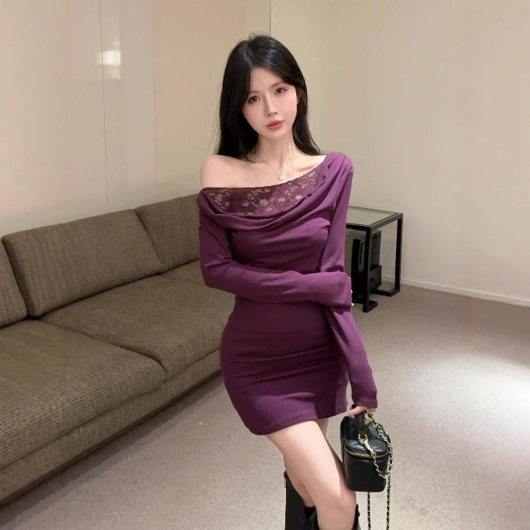 Elegant Off-Shoulder Purple Lace Bodycon Dress - 2024 Autumn/Winter Collection Small чёрный
Elegant Off-Shoulder Purple Lace Bodycon Dress - 2024 Autumn/Winter Collection Small чёрный