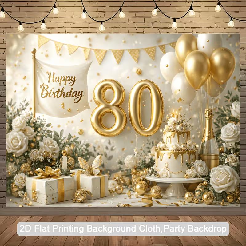 2D Happy 80th Birthday Backdrop, White Gold Floral & Balloon Photography Background Cloth 47.2x31.5inch/120*80cm
2D Happy 80th Birthday Backdrop, White Gold Floral & Balloon Photography Background Cloth 47.2x31.5inch/120*80cm