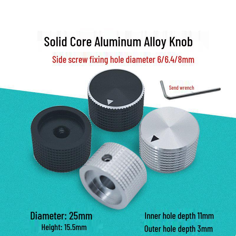 Solid Core 25x15.5 mm Aluminum Potentiometer Knob for Audio Adjustment - Fits 6/6.4/8mm Shaft Other
Solid Core 25x15.5 mm Aluminum Potentiometer Knob for Audio Adjustment - Fits 6/6.4/8mm Shaft Other