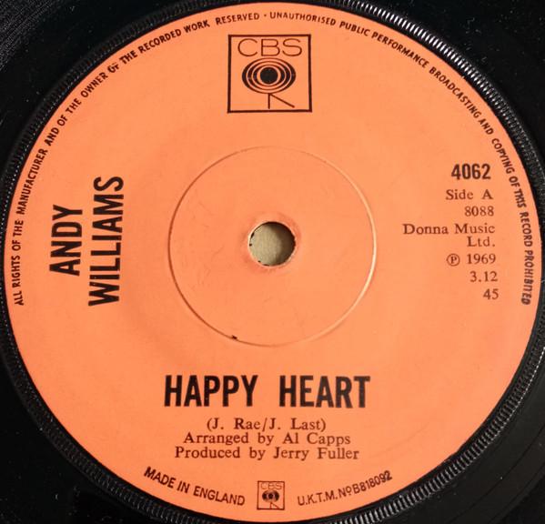 7inch Record ANDY WILLIAMS - Happy Heart / Our Last Goodbye 4062 CBS 1969 UK Jazz Used
7inch Record ANDY WILLIAMS - Happy Heart / Our Last Goodbye 4062 CBS 1969 UK Jazz Used