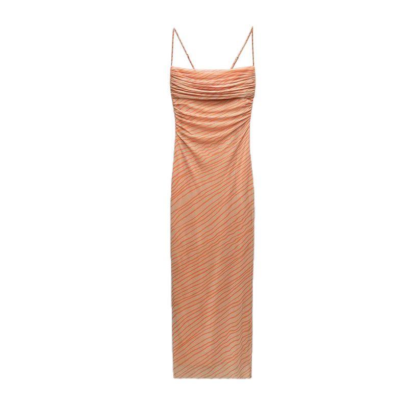 Spring Elegant Sexy Straight Collar Thin Sling Backless Design Pleat Print Silk Net Dress 8182040 Orange color L
Spring Elegant Sexy Straight Collar Thin Sling Backless Design Pleat Print Silk Net Dress 8182040 Orange color L
