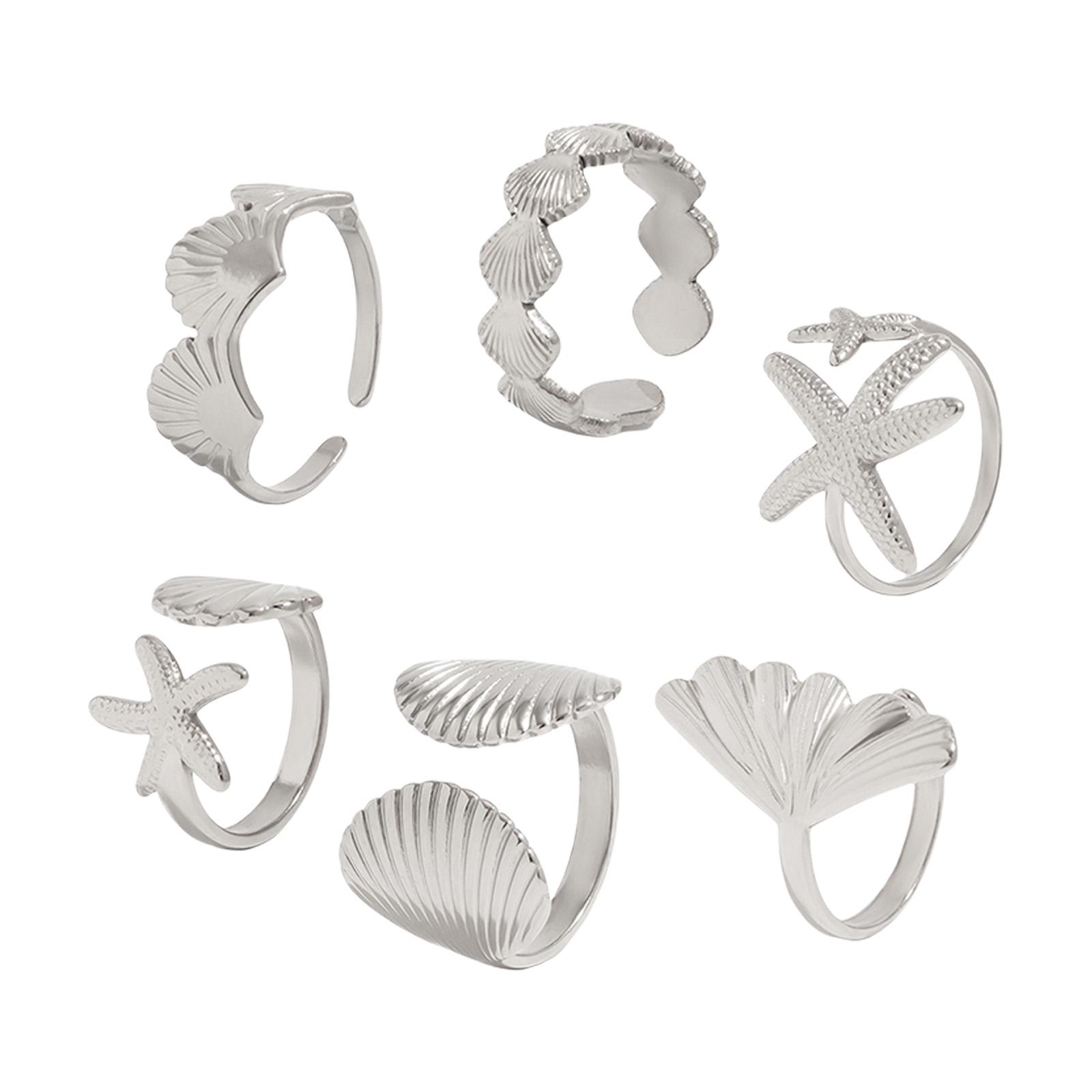 6PCS Summer Beach Holiday Jewelry Open Joint Rings Starfish Shell Design Sturdy Alloy Adjustable Rings Gift Set
6PCS Summer Beach Holiday Jewelry Open Joint Rings Starfish Shell Design Sturdy Alloy Adjustable Rings Gift Set