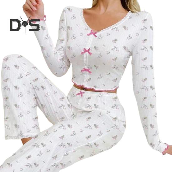 Женский пижамный комплект с кружевной отделкой, длинными рукавами, V-образным вырезом спереди, застежкой на пуговицы, длинные брюки, одежда для сна, ночное белье M белый
Женский пижамный комплект с кружевной отделкой, длинными рукавами, V-образным вырезом спереди, застежкой на пуговицы, длинные брюки, одежда для сна, ночное белье M белый