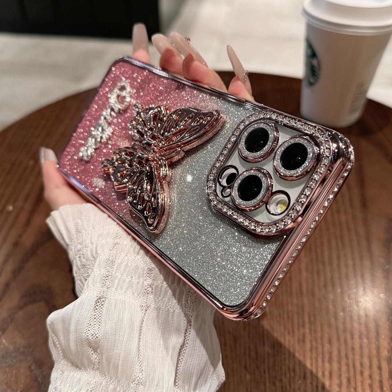 Applicable To IPhone 16 Mobile Phone Case Butterfly Stand 1413 Electroplated Edge Drill Apple 15 Promax Protective Case iPhone11promax
Applicable To IPhone 16 Mobile Phone Case Butterfly Stand 1413 Electroplated Edge Drill Apple 15 Promax Protective Case iPhone11promax