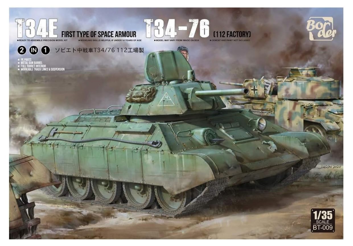 Пограничная модель Советской Армии Средний Танк Пластиковая Модель BT009 1/35 T34E/T34-76 (Комплект 2в1)
Пограничная модель Советской Армии Средний Танк Пластиковая Модель BT009 1/35 T34E/T34-76 (Комплект 2в1)