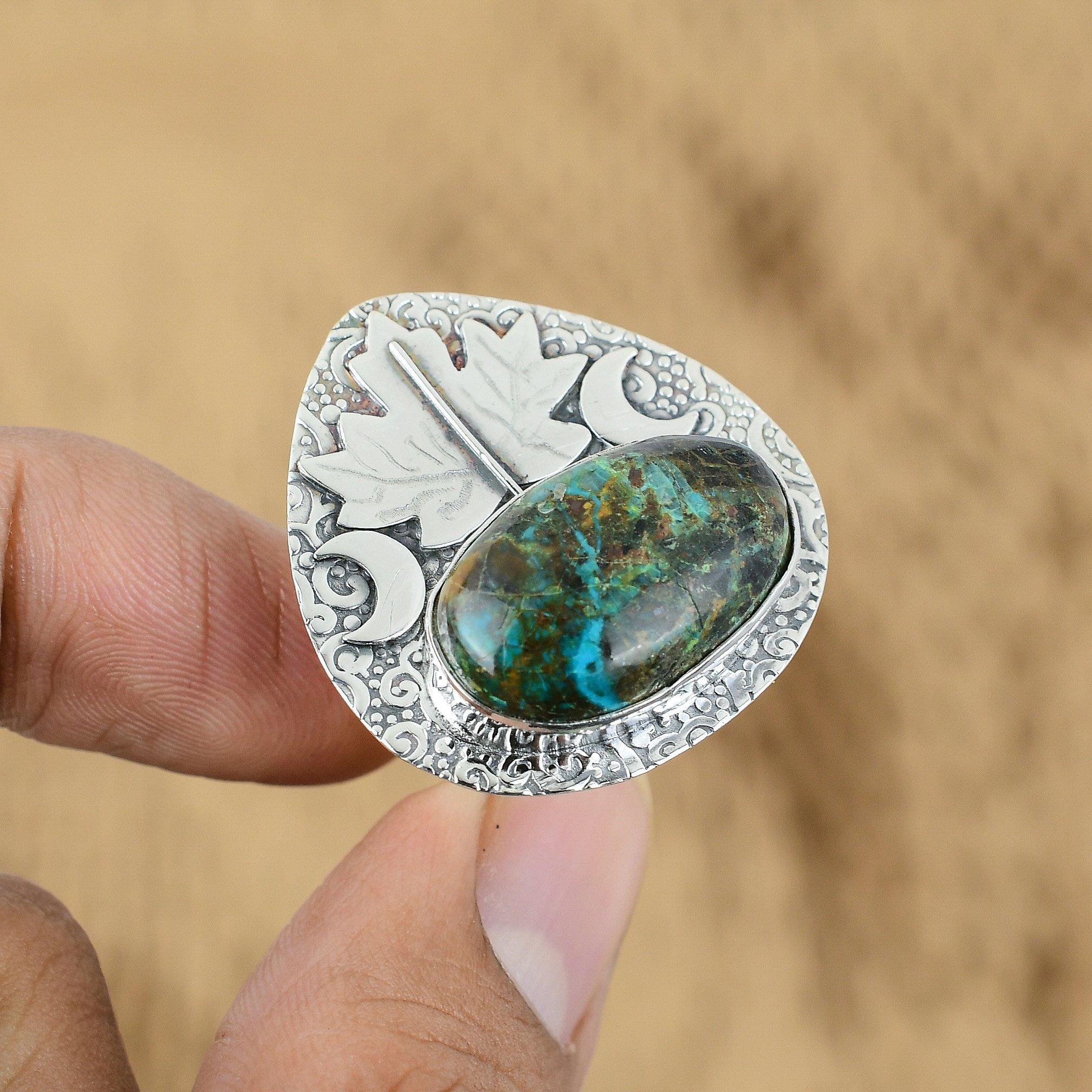 Natural Chrysocolla Promise Cresent Moon Adjustable Ring 925 Silver For Women Yes
Natural Chrysocolla Promise Cresent Moon Adjustable Ring 925 Silver For Women Yes