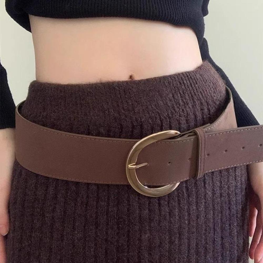 Suede Leather Waistband Metal Buckle Western Cowboy Belt Adjustable Women Wide Belt Student кавовий/золотий
Suede Leather Waistband Metal Buckle Western Cowboy Belt Adjustable Women Wide Belt Student кавовий/золотий