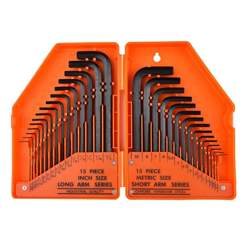 30Pcs Hex Key Allen Wrench Set SAE Metric 0.028-3/8 Inch 0.7-10mm Long Arm Cr-V Steel Hand Tool Kit for Repair and Maintenance помаранчевий
30Pcs Hex Key Allen Wrench Set SAE Metric 0.028-3/8 Inch 0.7-10mm Long Arm Cr-V Steel Hand Tool Kit for Repair and Maintenance помаранчевий