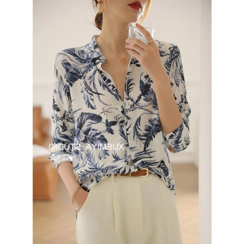 Women s Spring Summer Blue Bamboo Print Long Sleeve Button Down Blouse Casual Top S темно-синий
Women s Spring Summer Blue Bamboo Print Long Sleeve Button Down Blouse Casual Top S темно-синий