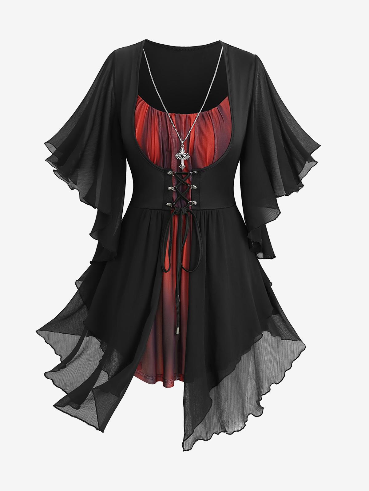 Rosegal Plus Size Lace Up Cross Chain Ruched Ombre Ruffles Sleeves Buttfly Sleeves Asymmetrical T Shirt L чёрный
Rosegal Plus Size Lace Up Cross Chain Ruched Ombre Ruffles Sleeves Buttfly Sleeves Asymmetrical T Shirt L чёрный