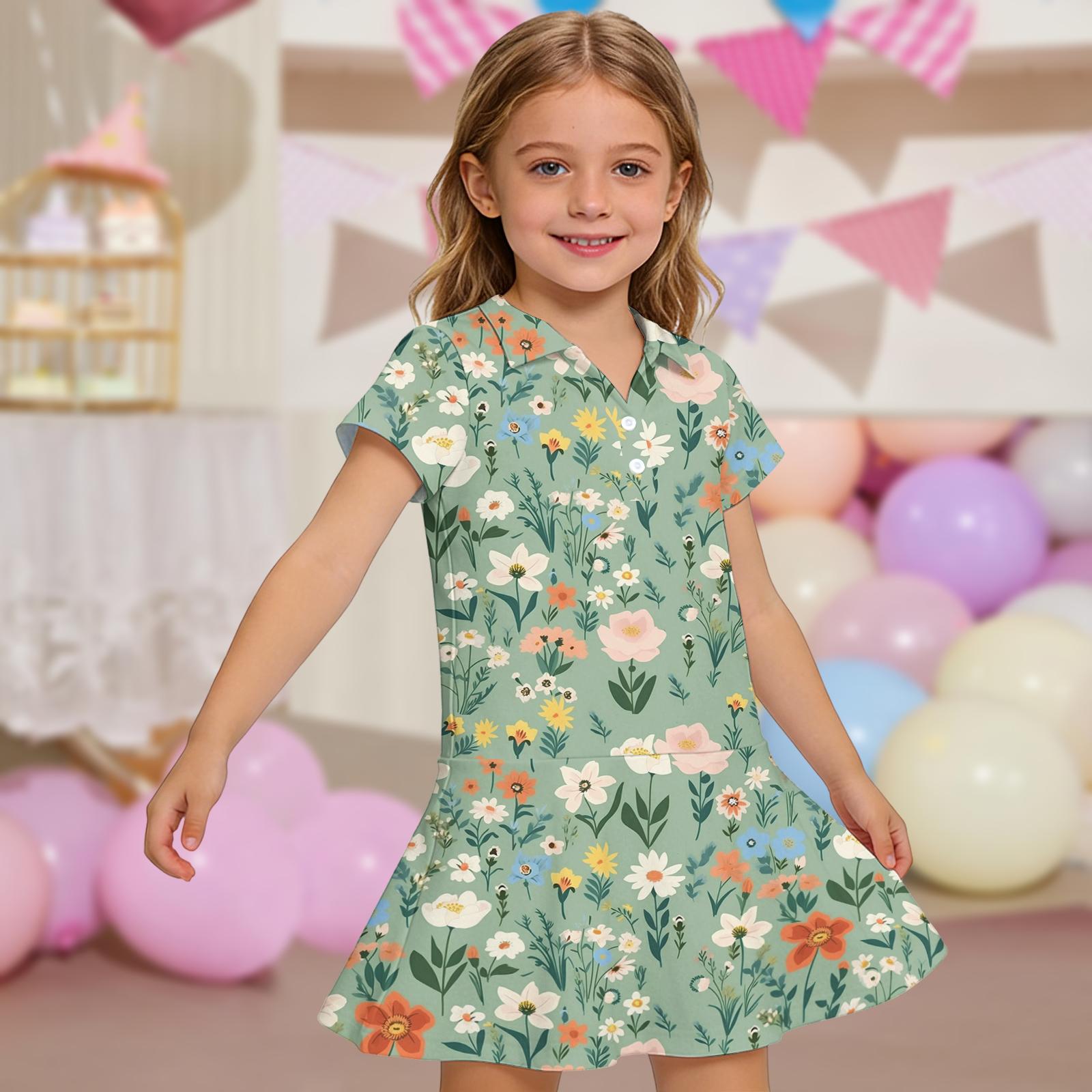 Girls Short Sleeve Polo Dress Floral Print Casual Dress with Pockets Lightweight Comfortable Fit for Everyday Wear 130
Girls Short Sleeve Polo Dress Floral Print Casual Dress with Pockets Lightweight Comfortable Fit for Everyday Wear 130