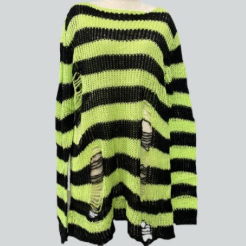 Осенний новый свободный вязаный свитер с длинным рукавом для женщин, модный, средней длины, в стиле панк, темный рваный пуловер, свитера для женщин с круглым вырезом в полоску, трикотаж 24804 One Size флуоресцентный зеленый
Осенний новый свободный вязаный свитер с длинным рукавом для женщин, модный, средней длины, в стиле панк, темный рваный пуловер, свитера для женщин с круглым вырезом в полоску, трикотаж 24804 One Size флуоресцентный зеленый