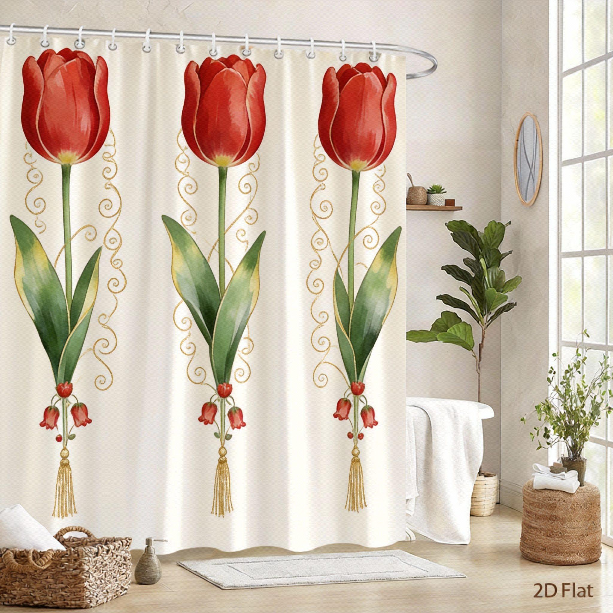 Plant Shower Curtain Red Poinsettia And Holly Fruit On White Background, Festive Bathroom Decoration, Including 12 Hooks W60H190(CM)-1 Pcs
Plant Shower Curtain Red Poinsettia And Holly Fruit On White Background, Festive Bathroom Decoration, Including 12 Hooks W60H190(CM)-1 Pcs
