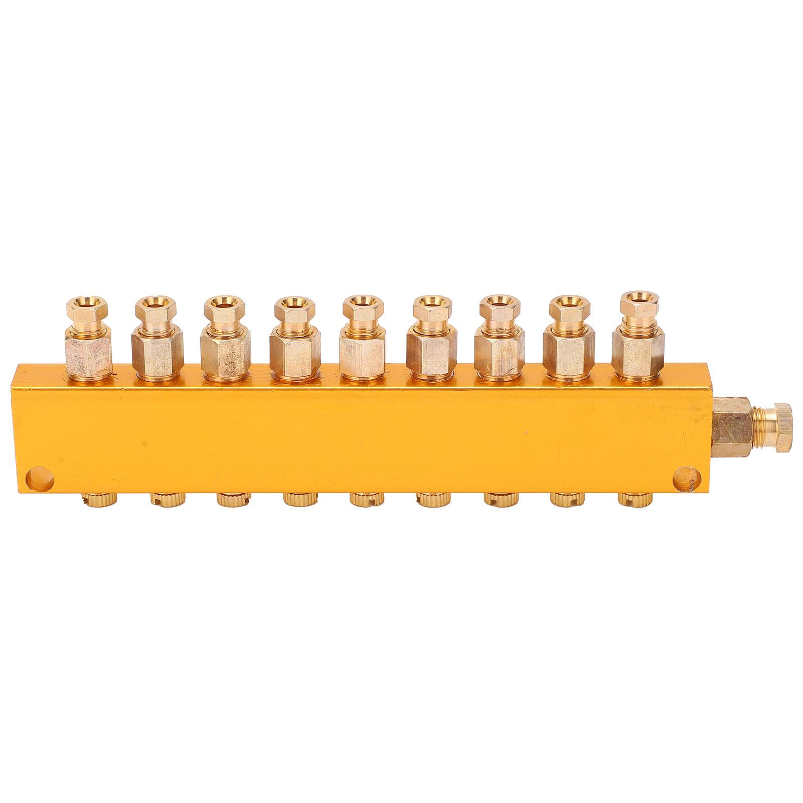 Oil Distributor Adjustable Brass Lube Piston Separator Divider Valve Lubrication System1 in 9 Out
Oil Distributor Adjustable Brass Lube Piston Separator Divider Valve Lubrication System1 in 9 Out