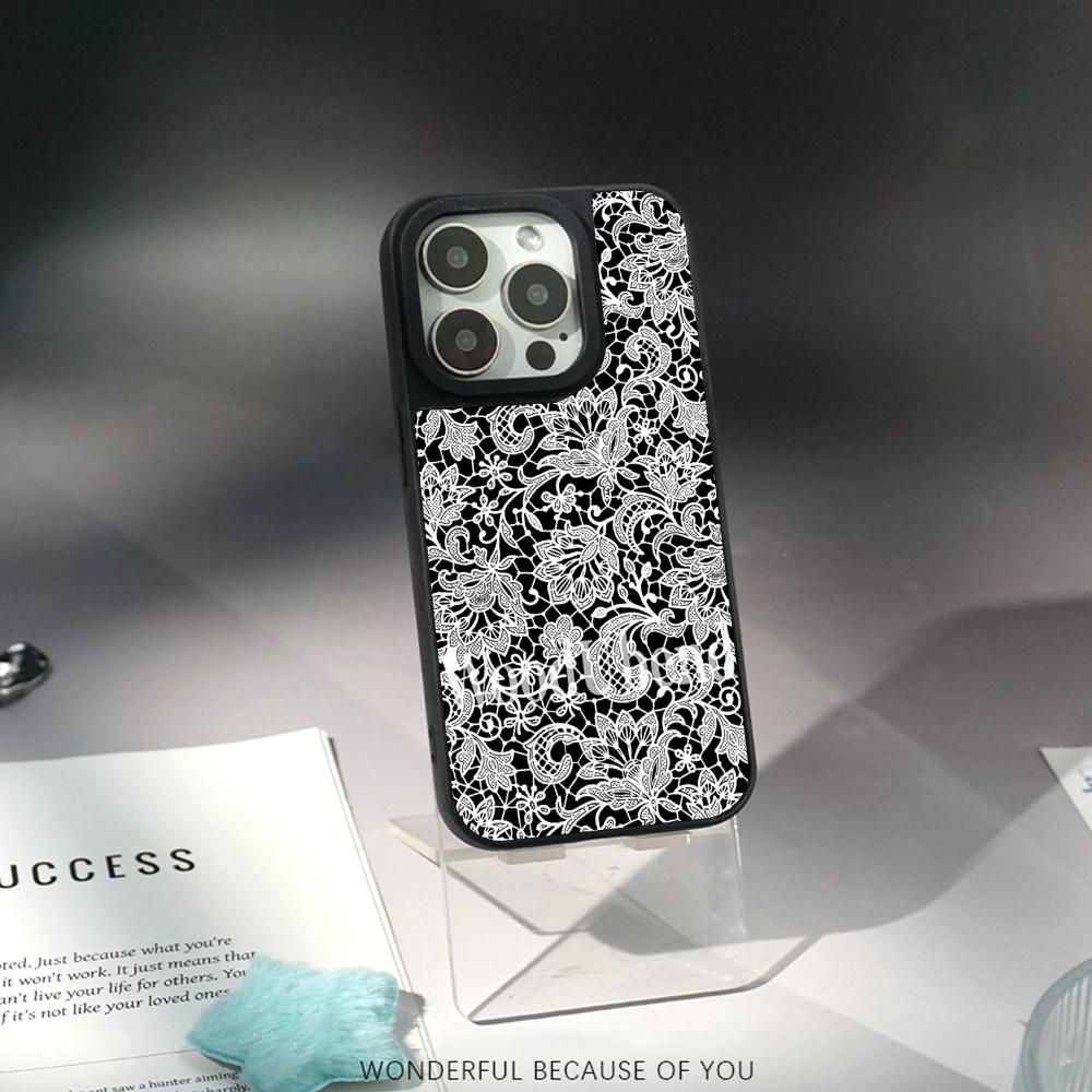 Lace print Black art pattern design Phone Case for iPhone 17 16 e 15 14 13 12 Pro Max Sheepskin Silver-edged protective case iPhone 13 Pro
Lace print Black art pattern design Phone Case for iPhone 17 16 e 15 14 13 12 Pro Max Sheepskin Silver-edged protective case iPhone 13 Pro