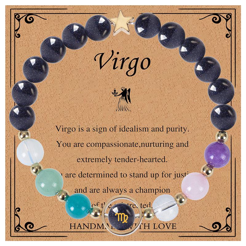 Европейские и американские модные браслеты из синего песчаника с созвездиями: Двенадцать художественных гравировок знаков зодиака с восемью планетарными бусинами
Европейские и американские модные браслеты из синего песчаника с созвездиями: Двенадцать художественных гравировок знаков зодиака с восемью планетарными бусинами