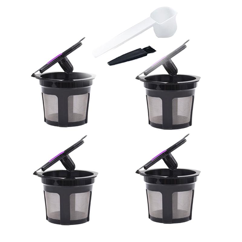 Многоразовые K-чашки для Keurig - Универсальная посадка 1.0 и 2.0 кофемашин Keurig - Многоразовые кофейные фильтры K-чашек 4pcs чёрный