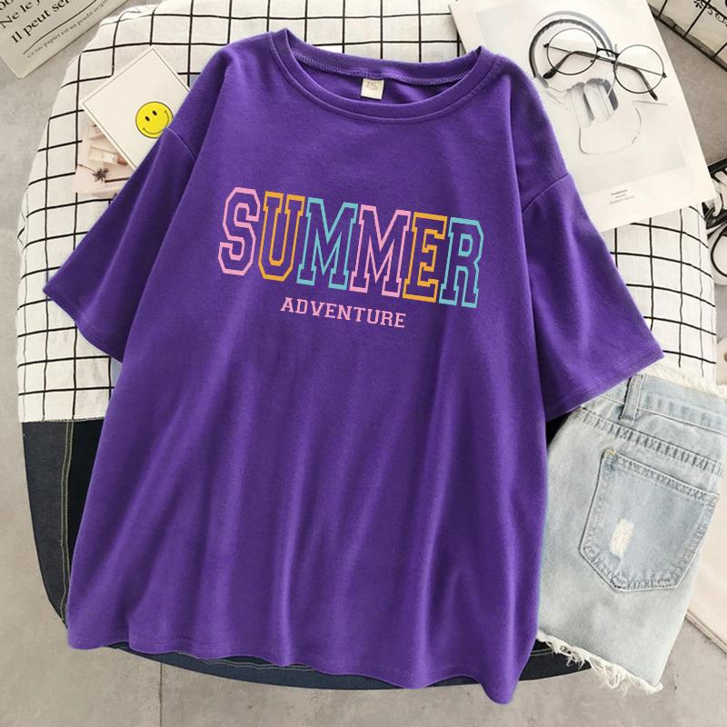 Summer Adventure Letter Graphic Women T Shirts Breathable Summer T-Shirt Street Soft Tees Clothing O-Neck Cotton Short Sleeve S
Summer Adventure Letter Graphic Women T Shirts Breathable Summer T-Shirt Street Soft Tees Clothing O-Neck Cotton Short Sleeve S