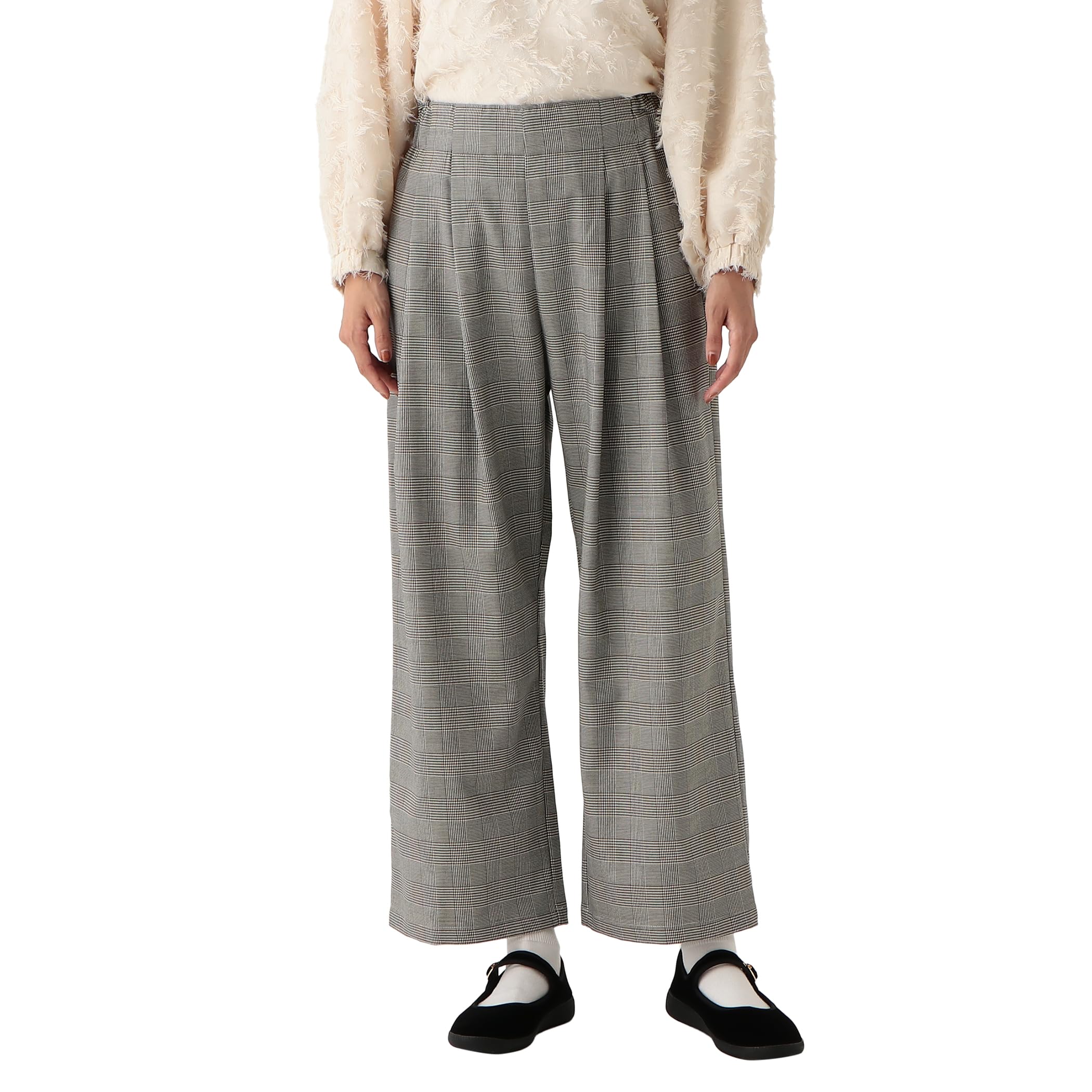 Afternoon Tea Living JG19 Check Semi-Wide Tuck Pants, Gray
Afternoon Tea Living JG19 Check Semi-Wide Tuck Pants, Gray