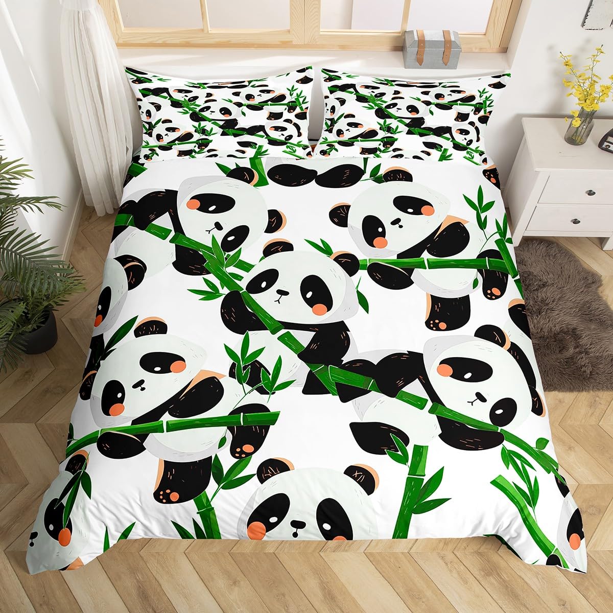 Comforter Kawaii Panda Cartoon Animal Panda Queen Bedding Set Green Plant Leaf Floral Comforter Kids Adults S Comforter (quilt)-EU Single(135*200cm)3pcs
Comforter Kawaii Panda Cartoon Animal Panda Queen Bedding Set Green Plant Leaf Floral Comforter Kids Adults S Comforter (quilt)-EU Single(135*200cm)3pcs