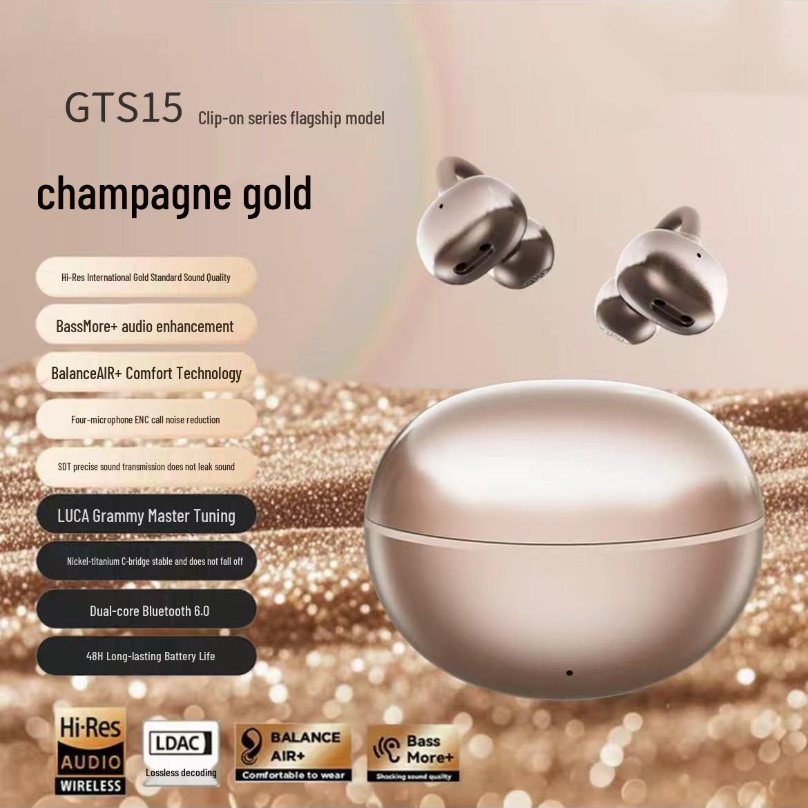 GTS15 High-Quality Ear-Clip Bluetooth Headset for Gaming and Music, Customizable
GTS15 High-Quality Ear-Clip Bluetooth Headset for Gaming and Music, Customizable