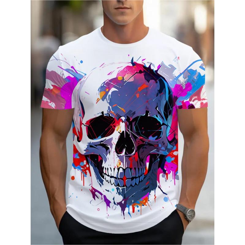 Men s Vibrant Skull Pattern T-Shirt- Short Sleeve, Crew Neck, Colorful Splash Design, Suitable for Parties and Outdoor Activities, Casual Summer Top L
Men s Vibrant Skull Pattern T-Shirt- Short Sleeve, Crew Neck, Colorful Splash Design, Suitable for Parties and Outdoor Activities, Casual Summer Top L