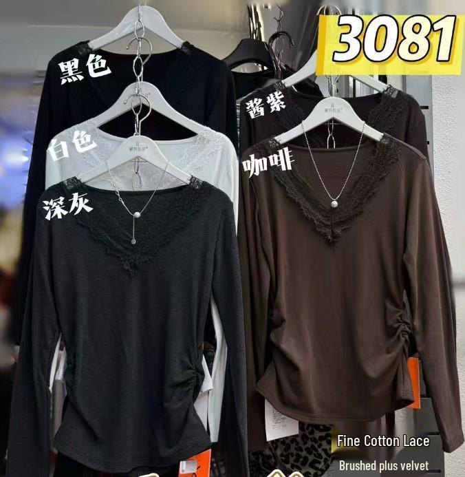 Women s Velvet V-Neck Lace Trim Long Sleeve Slimming Winter T-Shirt XL вина червоного кольору
Women s Velvet V-Neck Lace Trim Long Sleeve Slimming Winter T-Shirt XL вина червоного кольору