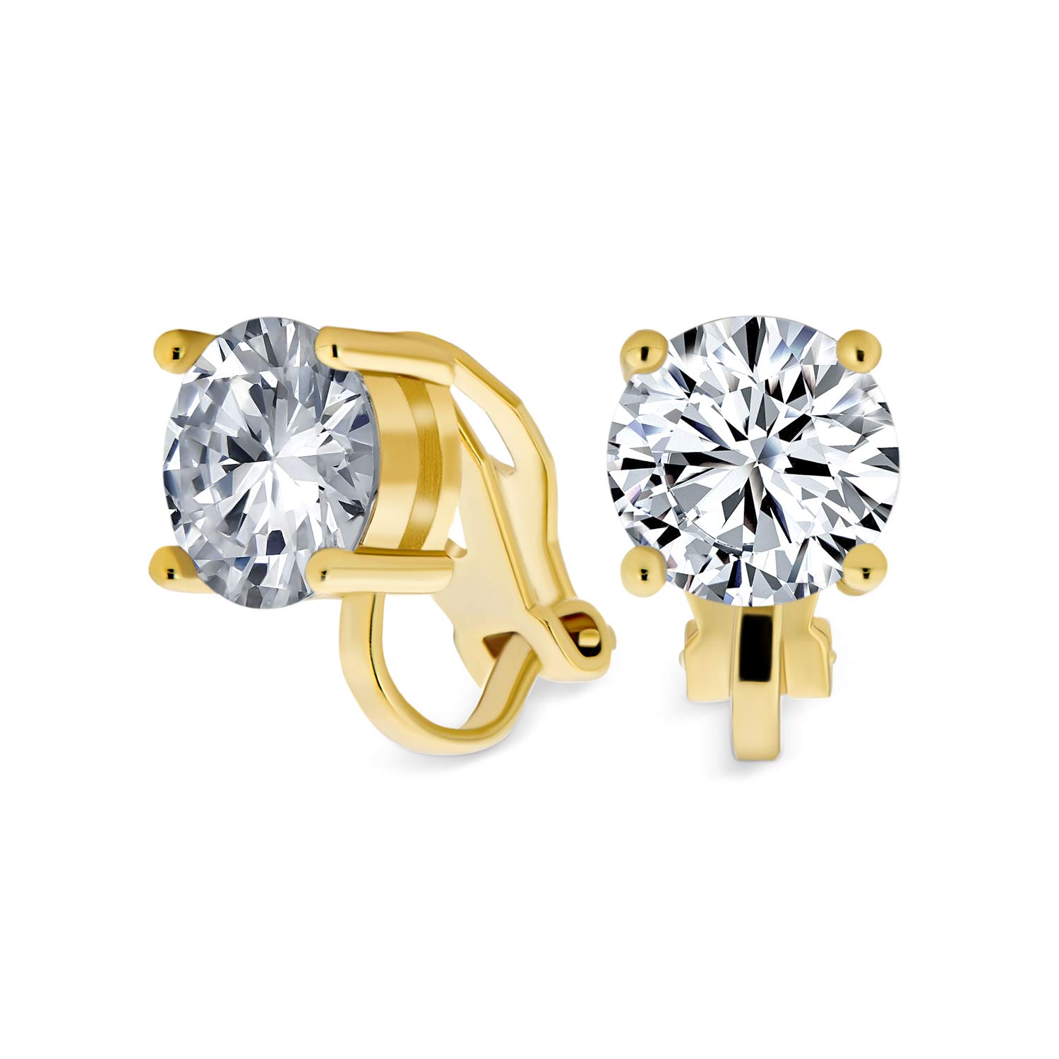 Brilliant Cut Solitaire Round Cubic Zirconia CZ Stud Earrings for Made of 14K Gold Plated 2CT Clip-on Women, Brass
Brilliant Cut Solitaire Round Cubic Zirconia CZ Stud Earrings for Made of 14K Gold Plated 2CT Clip-on Women, Brass