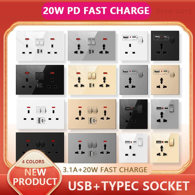 Universal 20W Type-C Wall Quick charge Socket,Dual Switch control Universal Power outlet,White UK Standard USB Interface Socket
Universal 20W Type-C Wall Quick charge Socket,Dual Switch control Universal Power outlet,White UK Standard USB Interface Socket