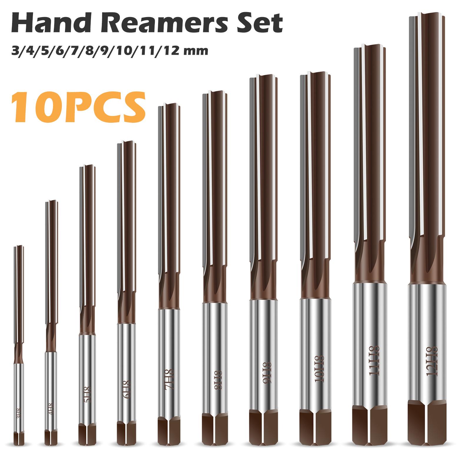 10Pcs Hand Reamer Set 9Sicr Alloy Steel Straight Shank Wood Hole Reamer Tool H8 Precise Hand Milling Expansion Reamers 3-12mm Brown 10Pcs
10Pcs Hand Reamer Set 9Sicr Alloy Steel Straight Shank Wood Hole Reamer Tool H8 Precise Hand Milling Expansion Reamers 3-12mm Brown 10Pcs