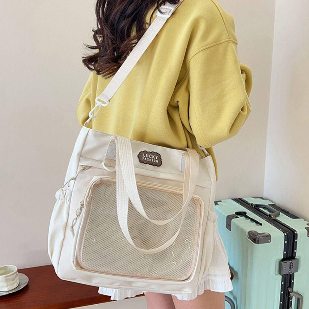 Large Capacity Transparent Pocket Handbag Zipper Canvas Shoulder Bag Casual Itabag Women синій
Large Capacity Transparent Pocket Handbag Zipper Canvas Shoulder Bag Casual Itabag Women синій