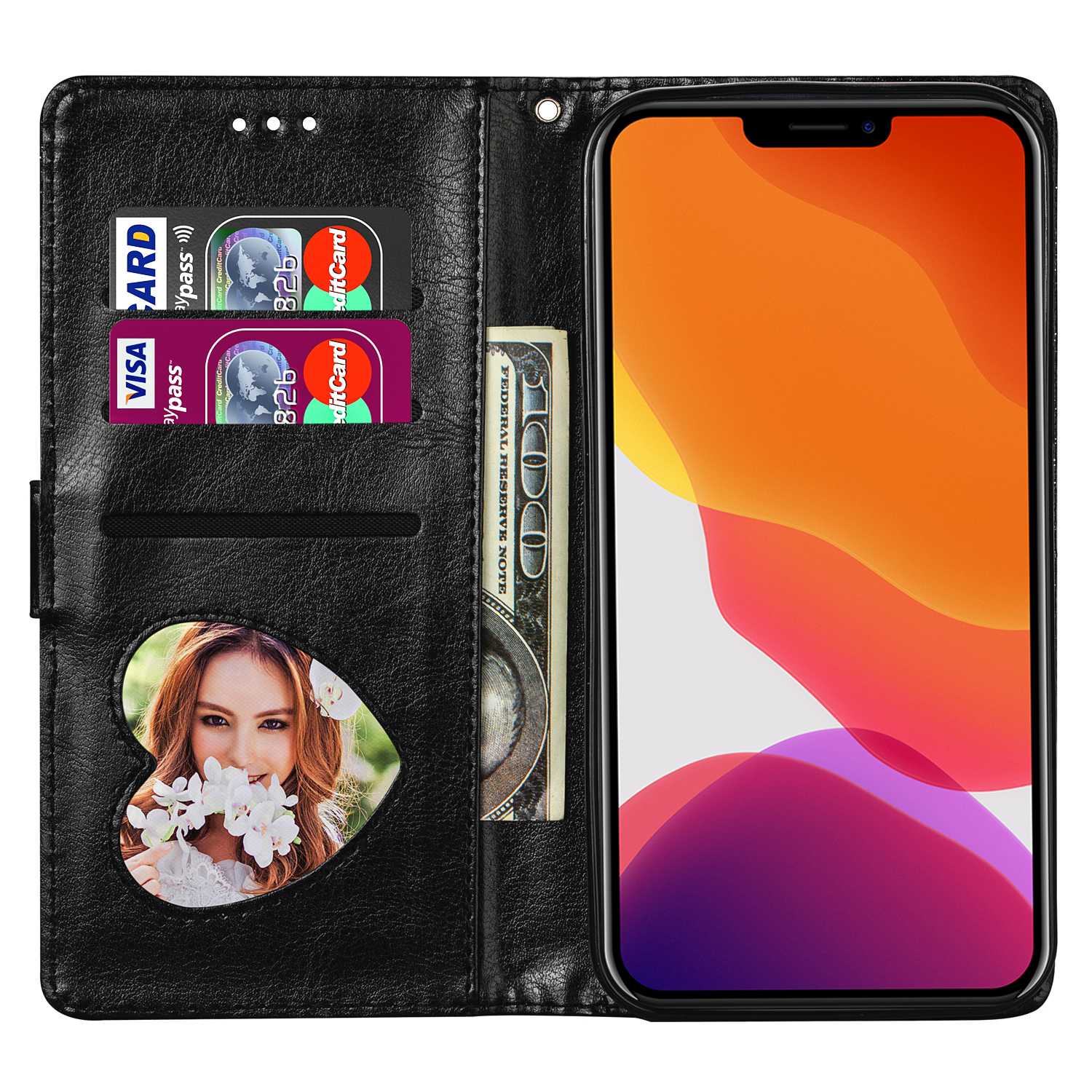 For iPhone 14 6.1 inch Zipper Pocket Glittery PU Leather Case Wallet Stand Magnetic Clasp Anti-fall Phone Cover Black
For iPhone 14 6.1 inch Zipper Pocket Glittery PU Leather Case Wallet Stand Magnetic Clasp Anti-fall Phone Cover Black