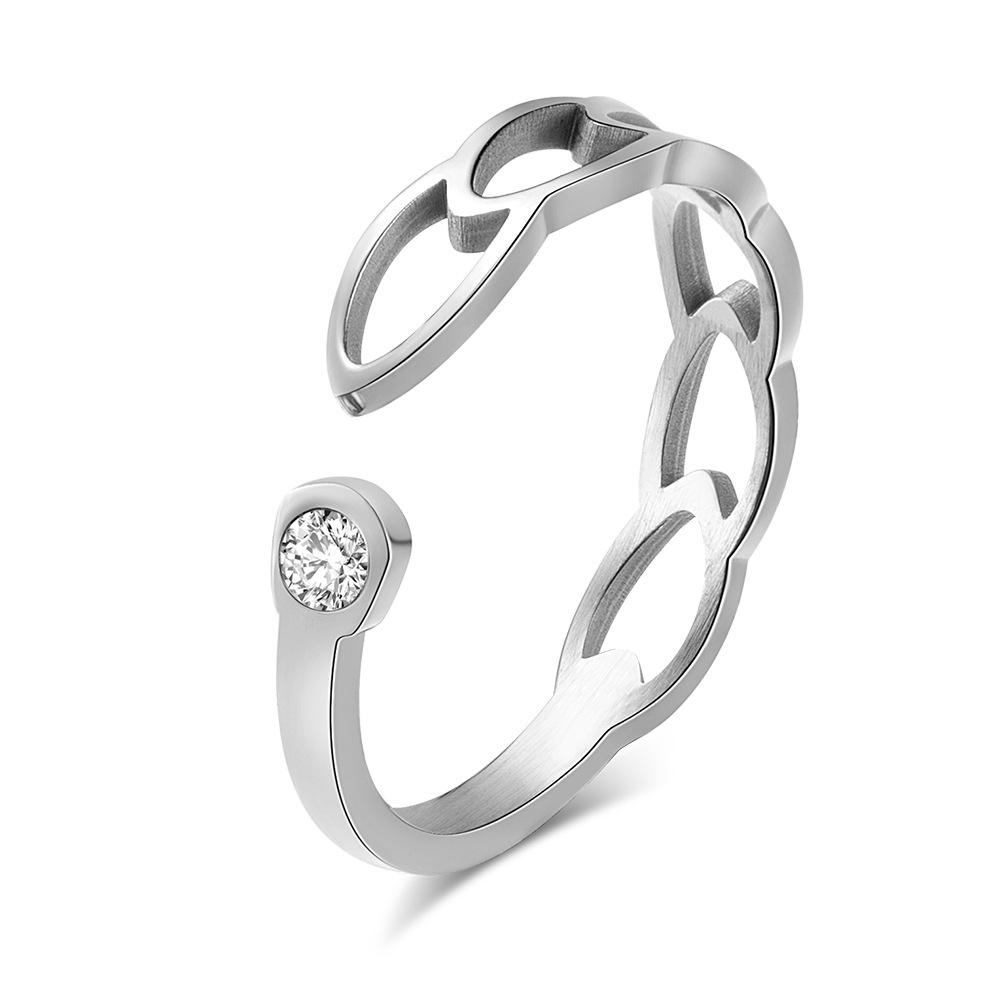 Женское кольцо из розового золота с вырезанным узором и инкрустацией бриллиантами, корейская версия, кольцо на мизинец, модный аксессуар No. 6