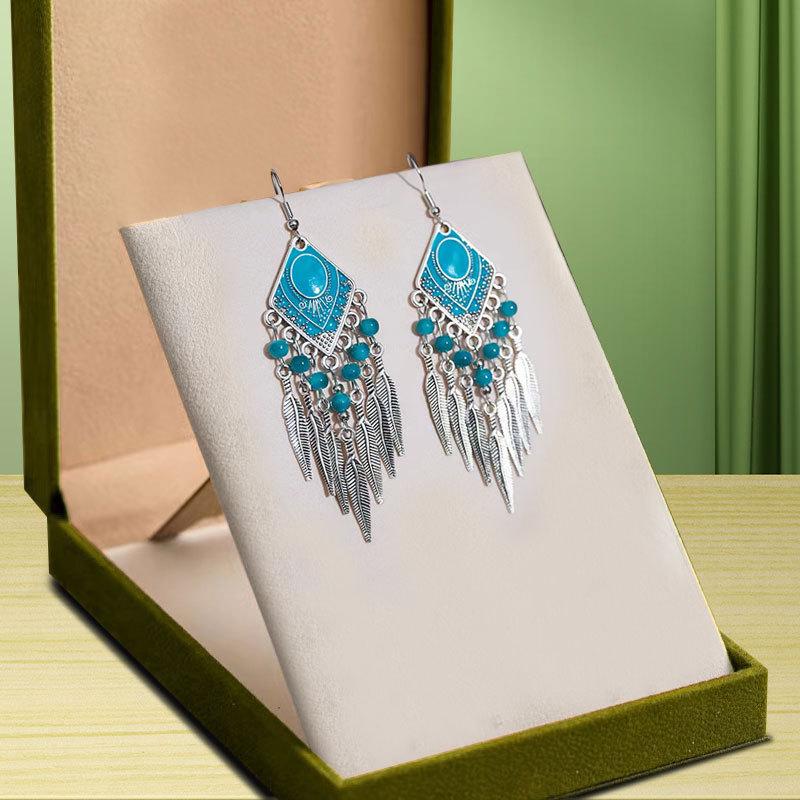 Rhombus Beaded Feather Alloy Leaf Ethnic Wind Earrings Earrings Dream Catcher Tassel Wind Chime Earrings
Rhombus Beaded Feather Alloy Leaf Ethnic Wind Earrings Earrings Dream Catcher Tassel Wind Chime Earrings
