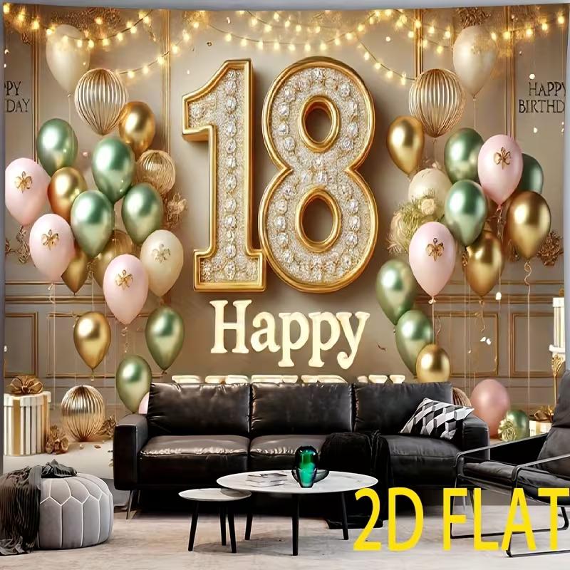 2D Flat Print Beige Gold 18th Birthday Tapestry Backdrop with String Lights 47.2x31.5inch/120*80cm
2D Flat Print Beige Gold 18th Birthday Tapestry Backdrop with String Lights 47.2x31.5inch/120*80cm