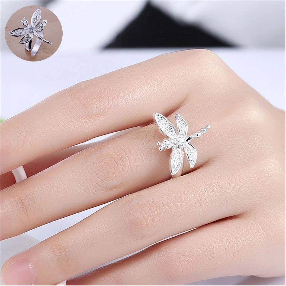Новое ювелирное изделие на День святого Валентина, креативное серебряное кольцо, предложение со стрекозой