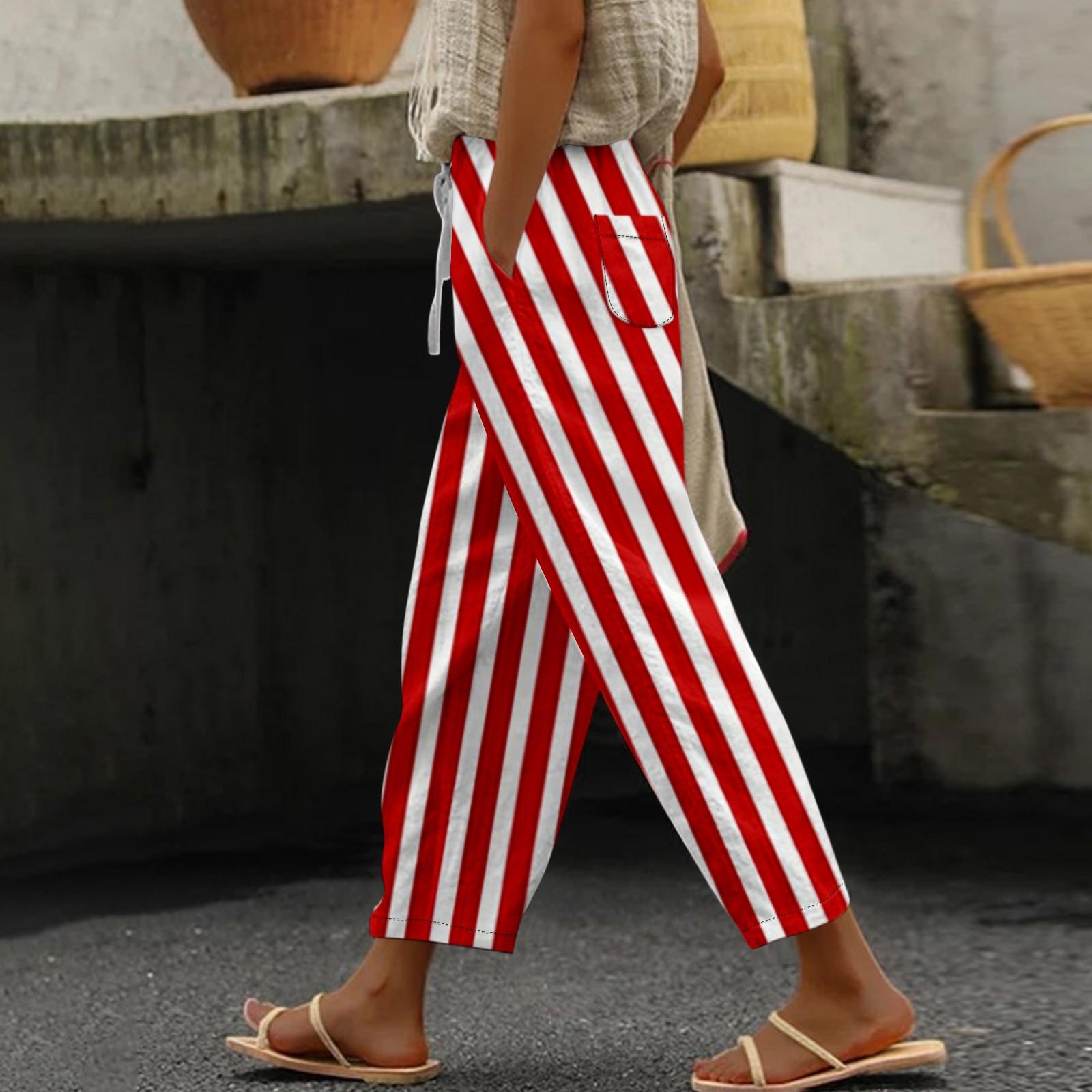 Женские повседневные модные эластичные повседневные брюки с полосатым принтом M красный
Женские повседневные модные эластичные повседневные брюки с полосатым принтом M красный