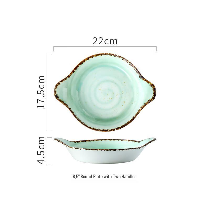Ru Han Emerald Green Hand-painted Ceramic 8.5-inch Two-Handle Round Plate
Ru Han Emerald Green Hand-painted Ceramic 8.5-inch Two-Handle Round Plate