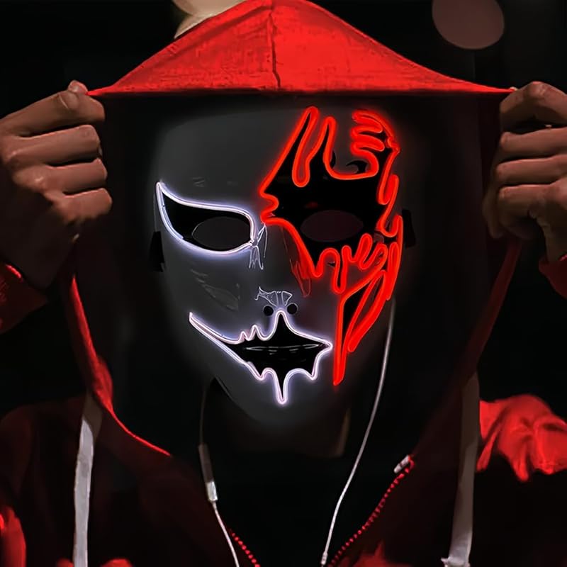 GOODLAND LED mask halloween mask LED mask halloween mask halloween clown masquerade party mask mask cosplay event Shining mask (white and red)
GOODLAND LED mask halloween mask LED mask halloween mask halloween clown masquerade party mask mask cosplay event Shining mask (white and red)