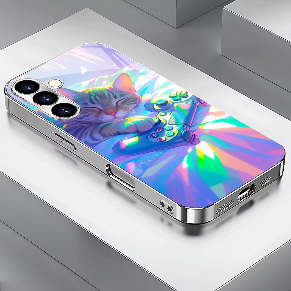 Colorful cat silver plated glass phone case suitable for Samsung GalaxyS26 S25 S24 S22 S21 S20FE/Ultra/Plus anti fall back cover GalaxyS24FE
Colorful cat silver plated glass phone case suitable for Samsung GalaxyS26 S25 S24 S22 S21 S20FE/Ultra/Plus anti fall back cover GalaxyS24FE