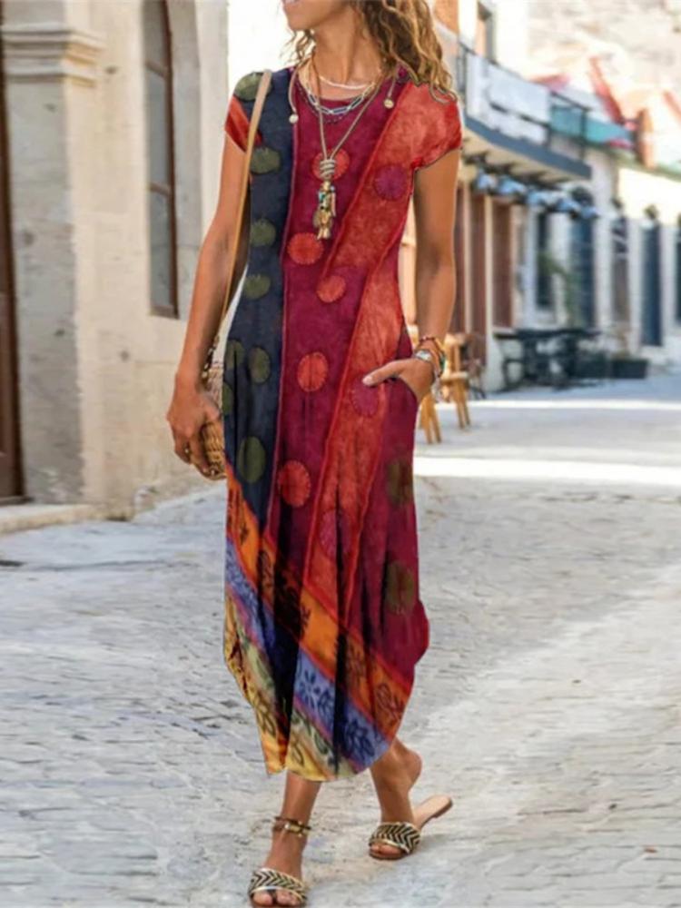 Women s round neck pocket short sleeved trendy printed dress M червоний
Women s round neck pocket short sleeved trendy printed dress M червоний