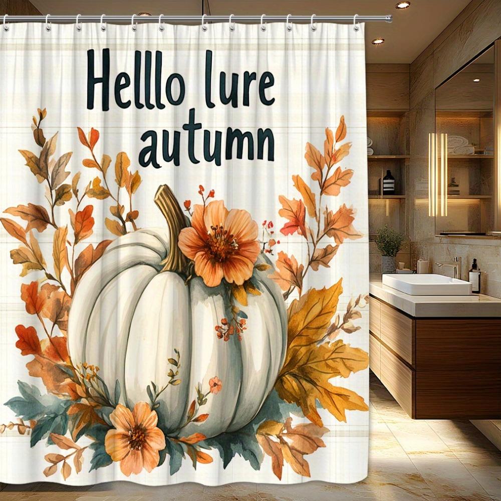 1Pc White Pumpkin Blossom Shower Curtain - Orange And Red Flowers And Fall Leaves, Polyester Fabric With Hooks, Machine Washable W60H190(CM)-1 Pcs
1Pc White Pumpkin Blossom Shower Curtain - Orange And Red Flowers And Fall Leaves, Polyester Fabric With Hooks, Machine Washable W60H190(CM)-1 Pcs