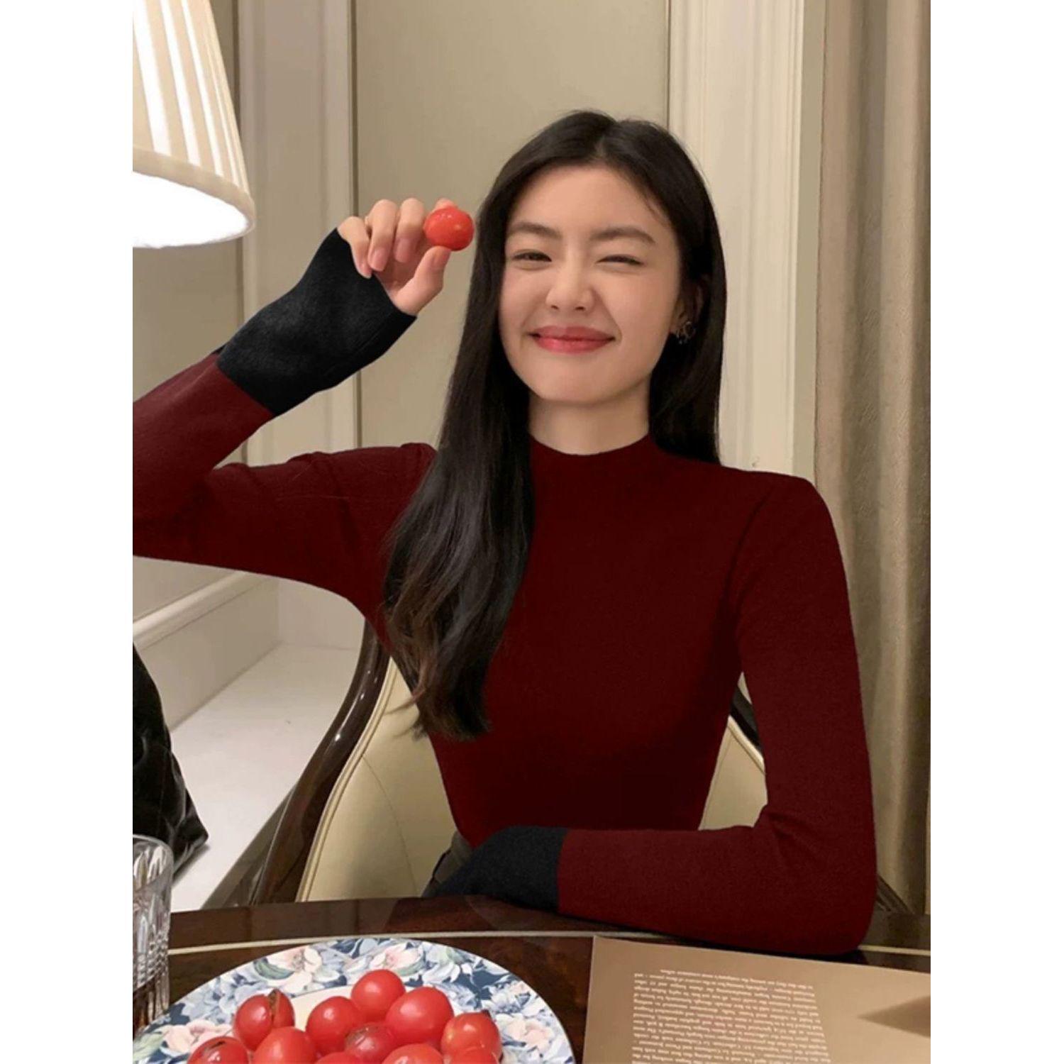 Ancola Women s Red Color-Block Slim-Fit Knit Sweater with Half-High Neck. One Size
Ancola Women s Red Color-Block Slim-Fit Knit Sweater with Half-High Neck. One Size