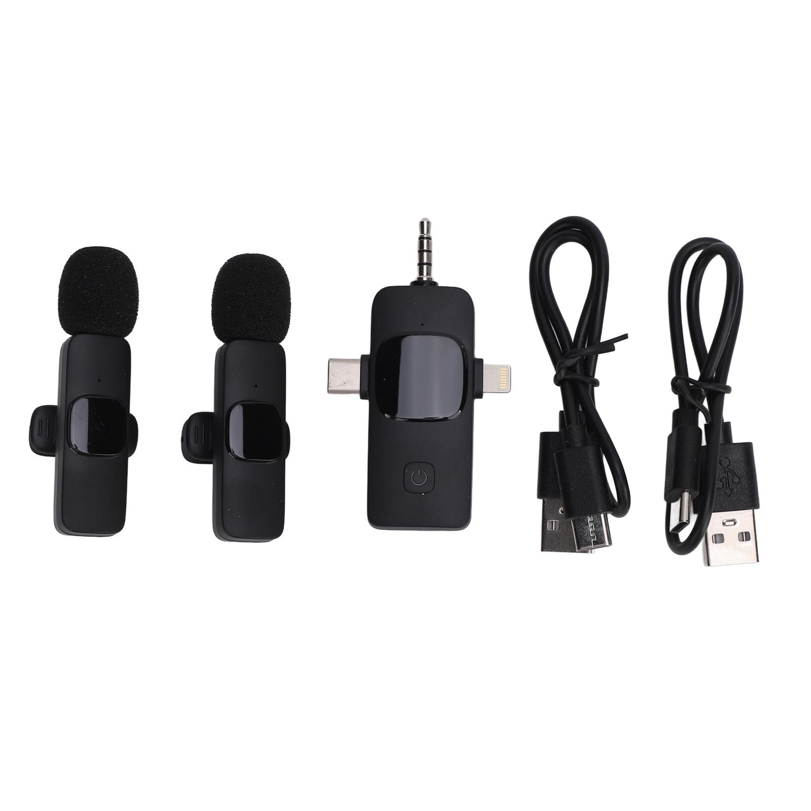 2PCS 3 in 1 Wireless Lavalier Microphones 2.4GHz Noise Reduction Mini Clip On Lapel Mic with
2PCS 3 in 1 Wireless Lavalier Microphones 2.4GHz Noise Reduction Mini Clip On Lapel Mic with