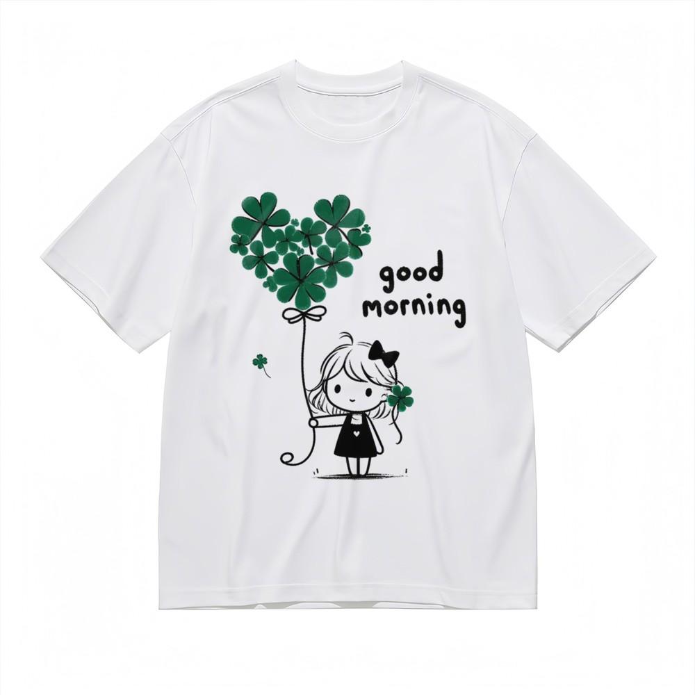 Women s Soft Breathable Classic T-Shirt Green Shamrock Good Morning Design Tee L
Women s Soft Breathable Classic T-Shirt Green Shamrock Good Morning Design Tee L