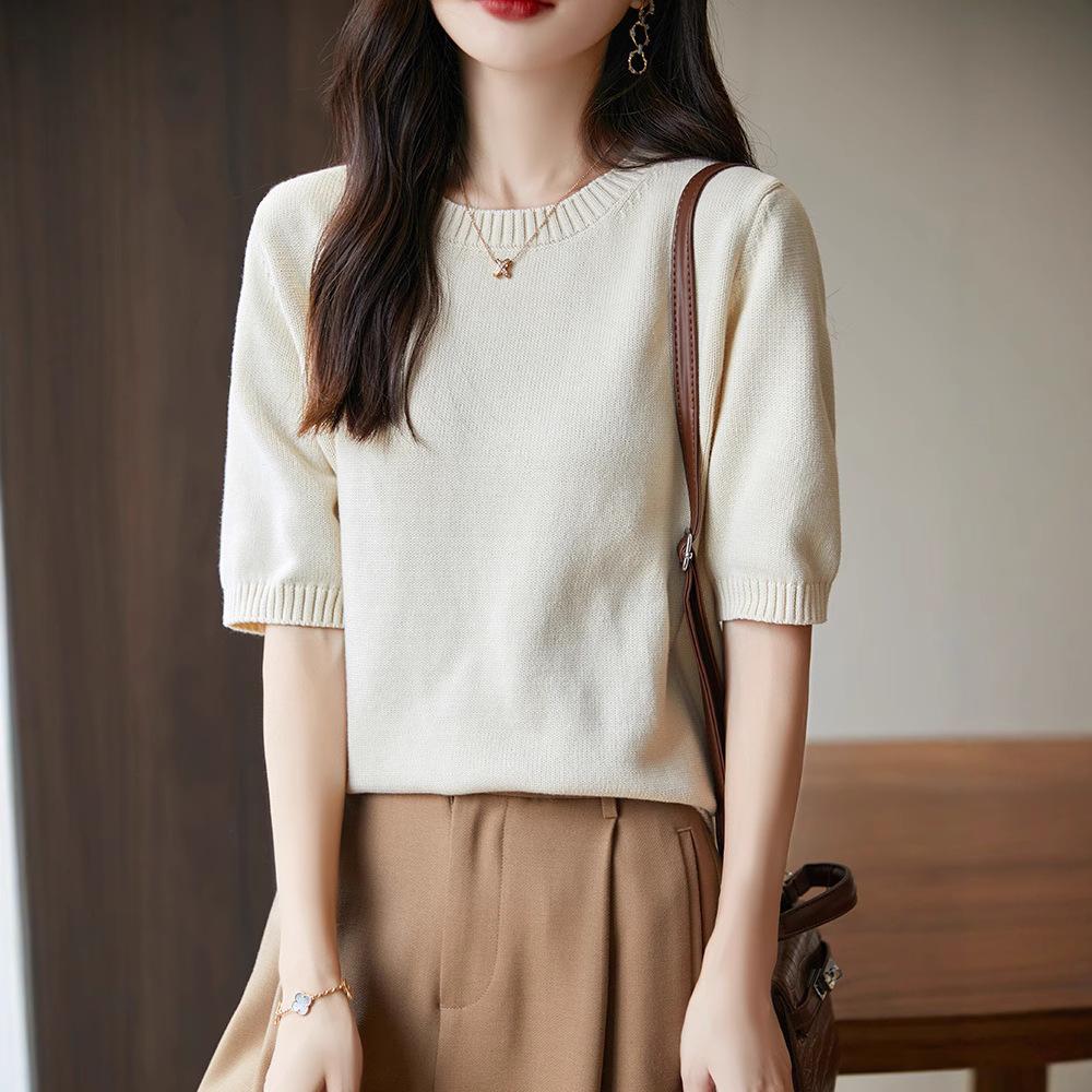 Short-sleeved Knitted T-shirt for Women in Autumn, Round-neck Pullover, Loose-fitting Top, Thick Half-sleeve Vest-style T-shirt XXL бежевий
Short-sleeved Knitted T-shirt for Women in Autumn, Round-neck Pullover, Loose-fitting Top, Thick Half-sleeve Vest-style T-shirt XXL бежевий